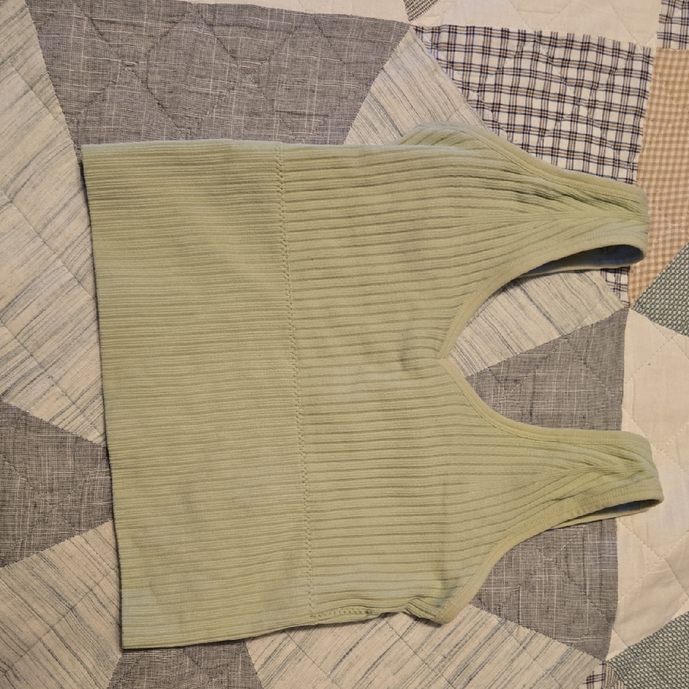 Ribbed Olive Green Women's Top